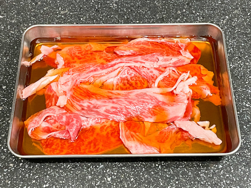 Carbonara di carne【肉のカルボナーラ】〜肉ボナーラ〜　牛肩ロース仕準備