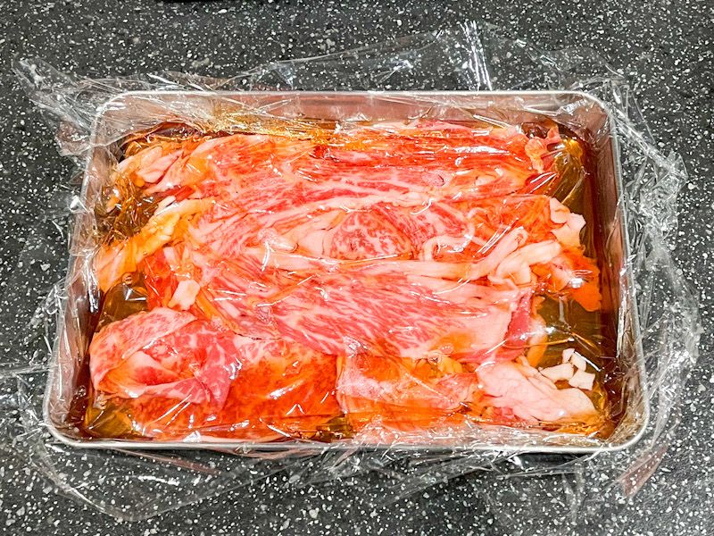 Carbonara di carne【肉のカルボナーラ】〜肉ボナーラ〜　牛肩ロース仕準備2
