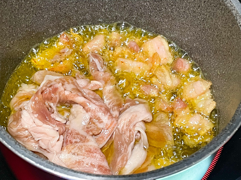 Carbonara di carne【肉のカルボナーラ】〜肉ボナーラ〜　調理画像3